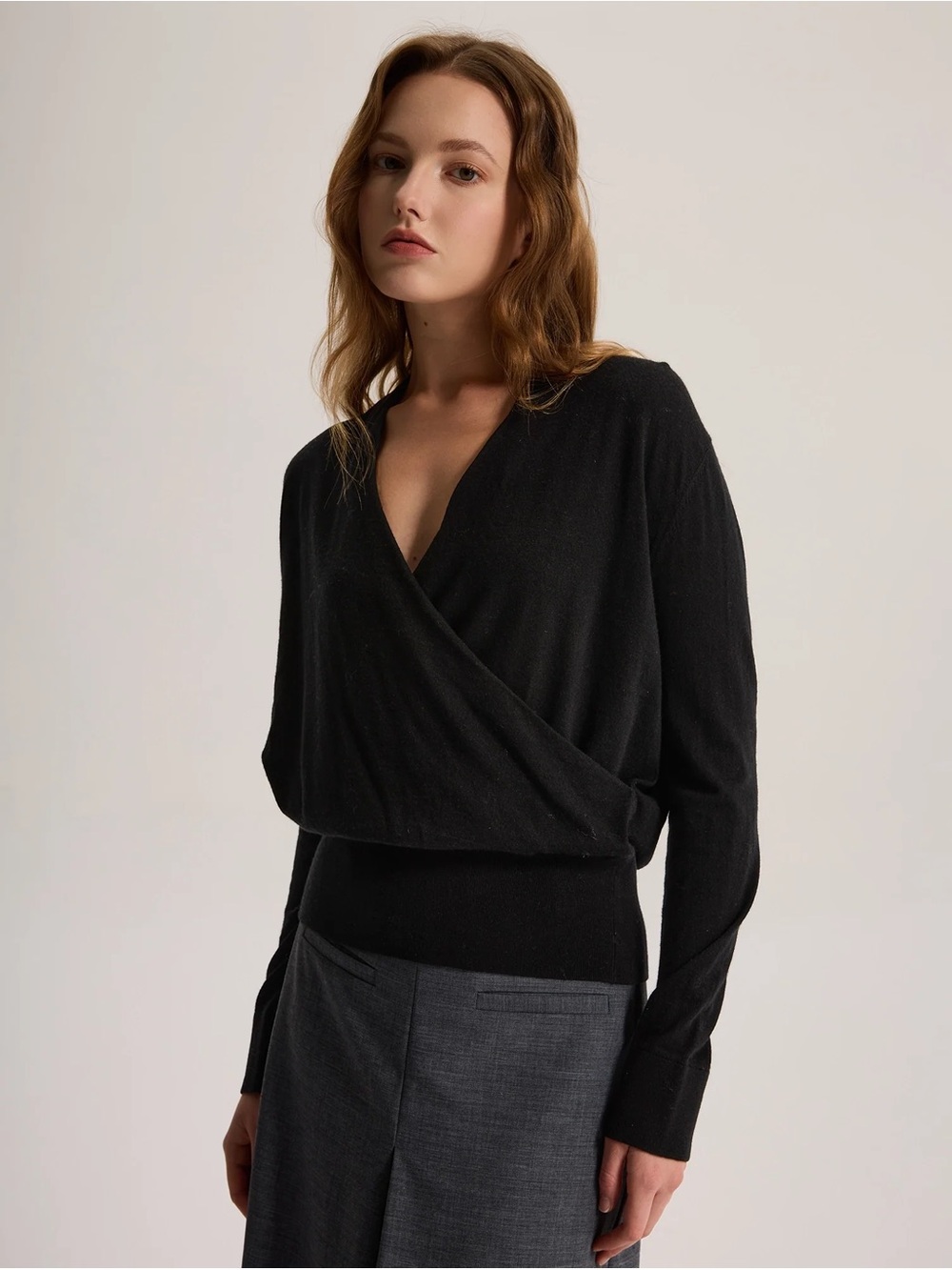Pact Black V-Neck Wrap Sweater